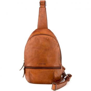 STEPPING STRONG STAMP - Mochila cruzada de hombre en piel color cuero