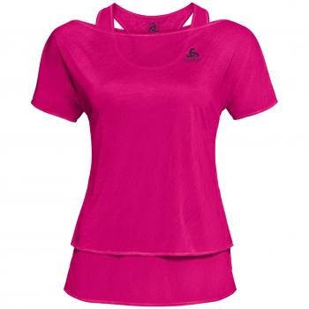 Odlo S/S Hologram de 2 en 1 Camisetas, Otoño-Invierno, Mujer, Color Rosa GLO, tamaño Medium