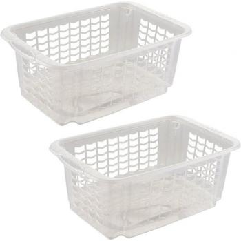 KEEEPER - 2X CESTA DE ALMACENAJE, TAMAÑO M, 40 X 25 X 15 CM, FRITZ, TRANSPARENTE NEUTRO