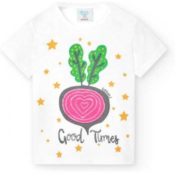 Camiseta de bebé niña de manga corta con dibujo frontal
