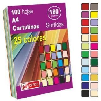 Cartulina Liderpapel Din A4, 25 colores Surtidos Pack 100 hojas