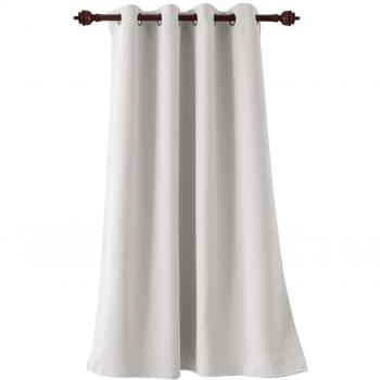 Deconovo Cortinas Dormitorio Moderno Blackout Curtain Suave para Ventanas de Habitación Juvenil con Ojales 1 Pieza 140 x 180 cm Gris Blanco