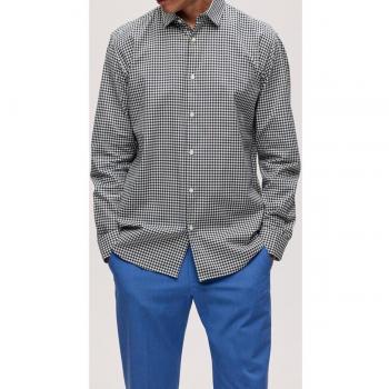 Camisa Selected Slim Fit cuadros blanco y negro para hombre
