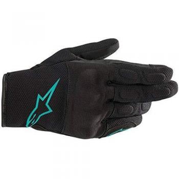 S-Max Women's Black Teal Drystar Motorcycle Gloves