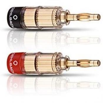 Conector de altavoz Oehlbach Banana Solution 5, macho recto, dorado, rojo y negro (4 unidades)