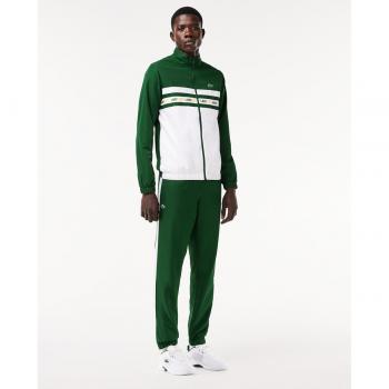 Chándal de tenis Lacoste Sportsuit con raya y logo en verde y blanco - Talla M
