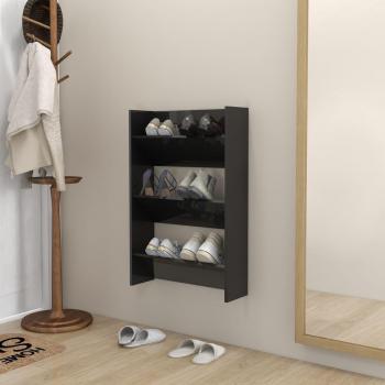 Zapatero de Pared Negro Pulido 60x18x90 cm Madera Multicapa