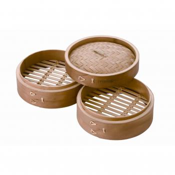 Vaporiera de Bambú Typhoon, 3 piezas, Ø20 cm, cocción al vapor para cocina asiática