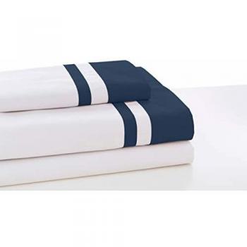 ESTELIA - Juego de sábanas Marbella Color Blanco-Zinc - Cama de 150