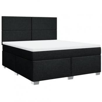 Cama box spring con colchón de tela negro 180x200 cm