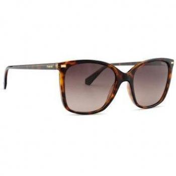 Polaroid PLD 4108/S Polarized Square Sunglasses for Women - Havana Brown, Size 55