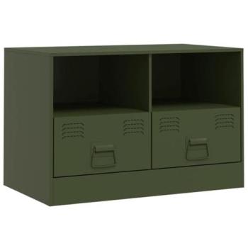Mueble TV Multimedia Buffet Estantería para Comedor Salón Dormitorio Oliva 67 x 39 x 44 cm Acero Verde