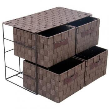 MD - Cajonera 4 cajones con asas, medidas 25x33x45cm, color chocolate