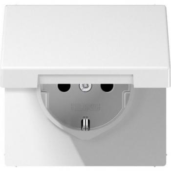Toma de corriente SCHUKO 16 A 250 V con tapa abatible, serie LS, color blanco alpino (JUNG LS1520BFKLWW)