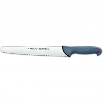Arcos Serie Colour Prof, Cuchillo Pastelero, Hoja Serrada de Acero Inoxidable Nitrum de 250 mm, Mango de Polipropileno recubierto de Elastómero Color gris