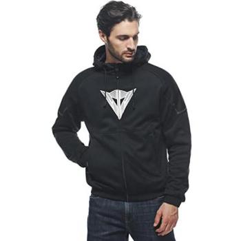 Chaqueta Daemon-X de Dainese - Protección Certificada, Estilo Versátil, Capucha Bluetooth, Sudadera con capucha Zip de motocicleta en color Negro Blanco (Talla 48)