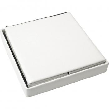 PAME 43461 - Puff plegable de polipiel, 38 x 38 x 38 cm, color blanco