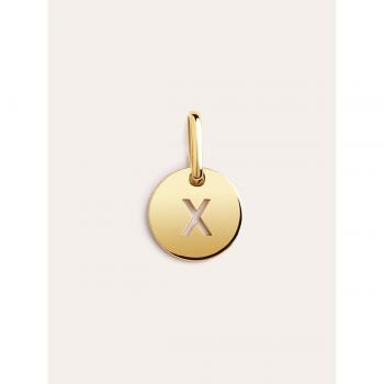 Charm Mini Medallion Letter de plata bañado en oro inicial X
