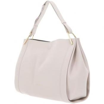 Coccinelle Leather Shoulder Bag Hammered Texture, Yellow Cream, White, Beige, Size: ONE SIZE