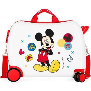 Maleta Infantil Mickey Enjoy the Day Oh Boy 2 Ruedas Multidireccionales, Correpasillos, Capacidad 34L, Rígida Blanca