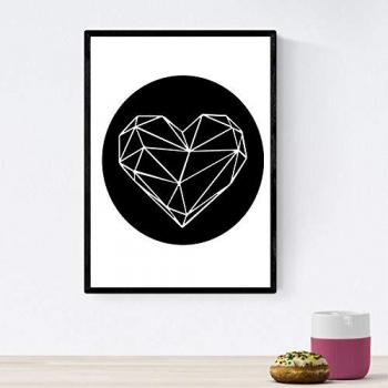 Póster Nórdico Minimalista A4 - Corazón Diamante con Líneas y Formas Escandinavas