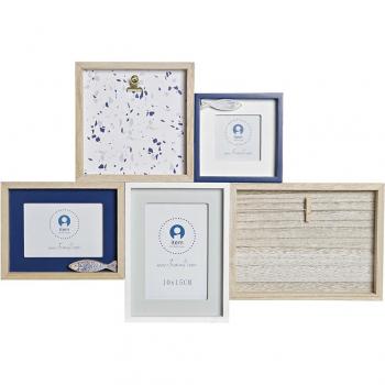Marco de Fotos DKD Home Decor Madera Natural Peces (54,5 x 2 x 37 cm)