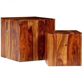 vidaXL Mesa de centro de madera maciza sheesham 2 unidades 40x40x40 cm