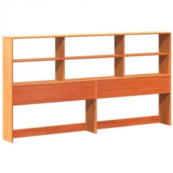Cabecero de cama almacenaje madera maciza pino marrón 200 cm