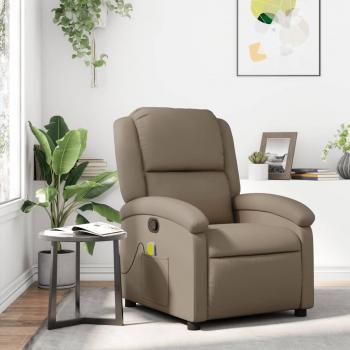 Sillón de masaje reclinable en cuero sintético color capuchino
