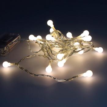 Guirnalda a pilas fija 10 leds esférica 8mm luz blanco cálido 1,30m