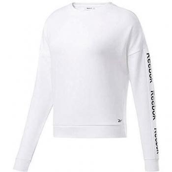 Reebok Linear Logo Crew Sudadera, Mujer, Blanco/Negro, XL