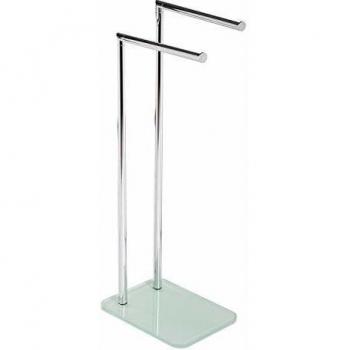 Toallero de pie para baño Zero de vidrio y acero cromado