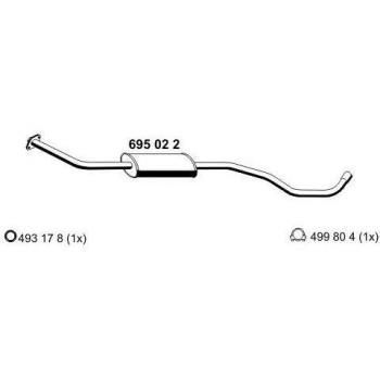 Silenciador Intermedio ERNST 695022 para Nissan Micra 3 y Micra C+C 3