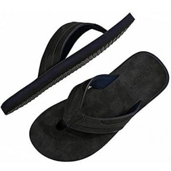 ARRIGO BELLO Chanclas Hombre Flip Flops Cuero Sandalias Verano Antideslizante Piscina Playa Interior Talla 41-46