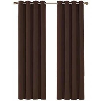 Deconovo Cortina Opaca para Habitación Térmica Aislante con Ojales 140 x 260 cm 2 Piezas Chocolate