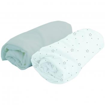 Sábana Encimera para Cuna Domiva Doux Nid 70 x 140 cm - Con Estrellas y Perlas, Pack de 2 Piezas