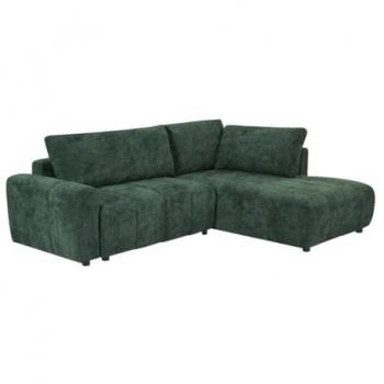 Sofá cama rinconero derecho convertible de tela texturizada verde RICIA