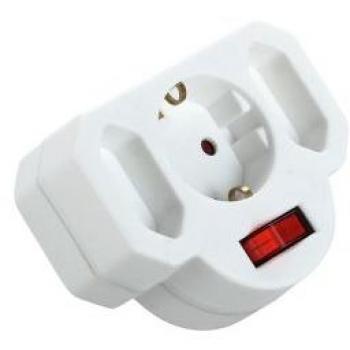 Adaptador de Enchufe 10/16A con Interruptor y 3 Tomas Orework