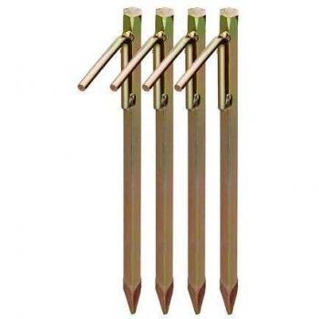 Set de 4 Piquetas para Camping Heavy Duty, 30.5 cm, Acero Galvanizado para Terrenos Duras, Color Dorado