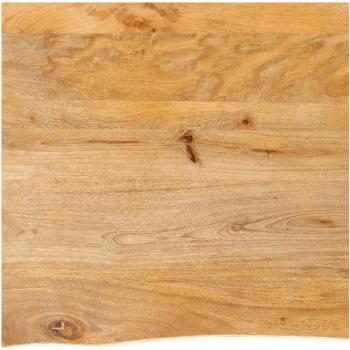 Mesa de borde vivo 60x60x3,8 cm de madera maciza de mango, color marrón