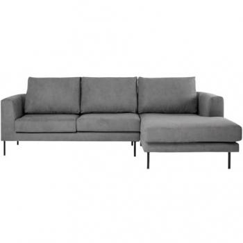 Sofá Chaise Longue de 3 Plazas en Poliester Gris 298x100 cm