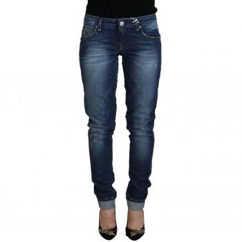 Blue Washed Cotton Slim Fit Women's Denim Jeans - Size 28
