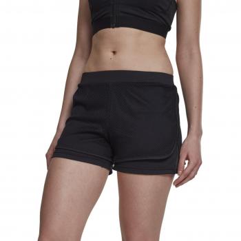 Urban Classics Ladies Double Layer Mesh Shorts Pantalones Cortos, Negro