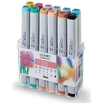 Set de 12 Marcadores Copic Classic Pastel - Doble Punta, Ideal para Arte y Manualidades