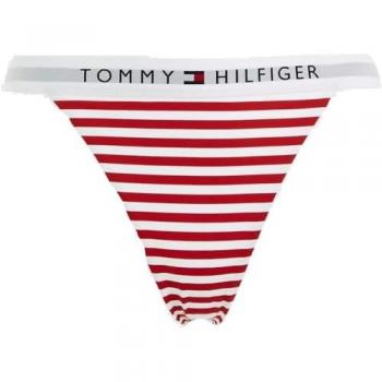 Braga Bikini Cheeky Print Tommy Hilfiger Original Logo Rojo Blanco Mujer - S