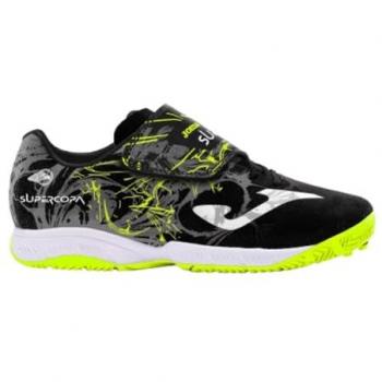 Zapatillas de Fútbol Sala Joma Super Copa Jr para Niño – Color Negro con Detalles de Colores – Cierre de Velcro – Estilo Deportivo – Modelo SCJW2401INV