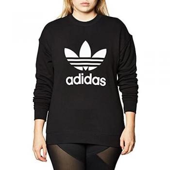 Adidas Trefoil Crew Sweatshirt, Women's Black Sweatshirt, Size: L, Black/White, Crewneck, Trefoil Logo