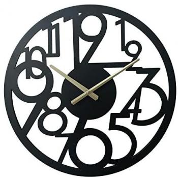 Reloj de Pared Moderno Grande en Metal Negro con Números Grandes - Diámetro 50 cm