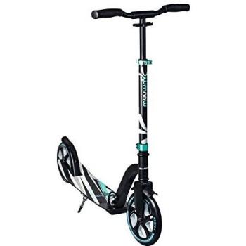Scooter de Aluminio Pro 230/205 mm, ABEC 7, Altura Ajustable, XL-Deck, Manillar BMX, Negro-Turquesa