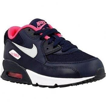 Nike Air Max 90 Mesh (PS), Zapatillas de Deporte Para Niñas, Negro / Plateado / Rosa / Blanco (Obsdn / Pr Pltnm-Hypr Pnk-White), 33 EU